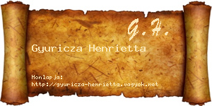 Gyuricza Henrietta névjegykártya